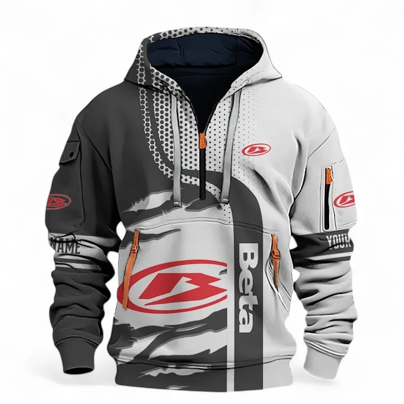 All-Terrain Motorbike Hoodie Half Zip 3D, Urban Casual Comfort Hoodie For Car Lovers CAR398 - Black