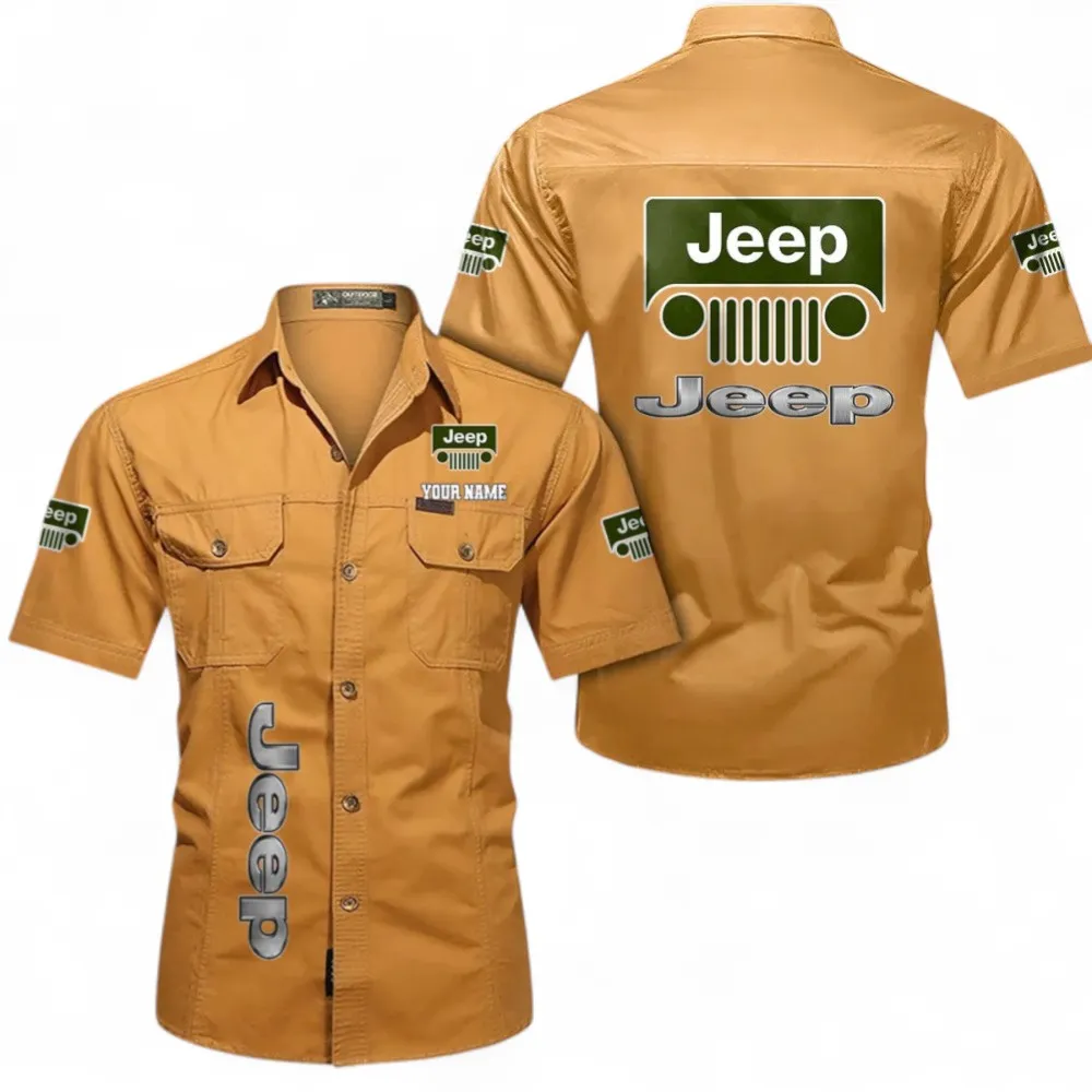 All-Terrain Utility Ride Men's Short Sleeved Cotton Shirt, Custom Name CAR392 - Turmeric