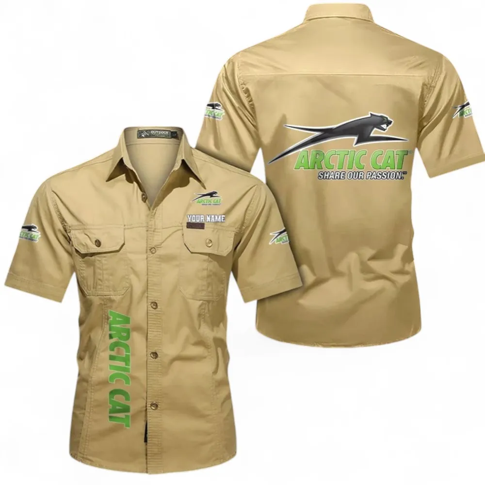 All-Terrain Vehicle Men's Classic Short Sleeve Shirt, Custom Name CAR392 - Khaki