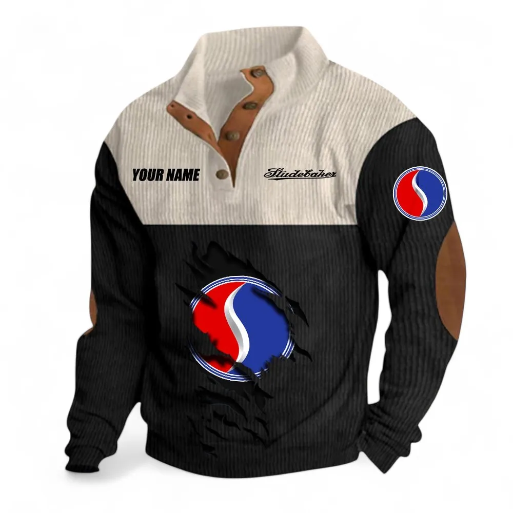 American Classic Car Men's Stand Up Collar Base Shirt, Exclusive Logo Hoodie For Car Enthusiasts CAR402 - Black