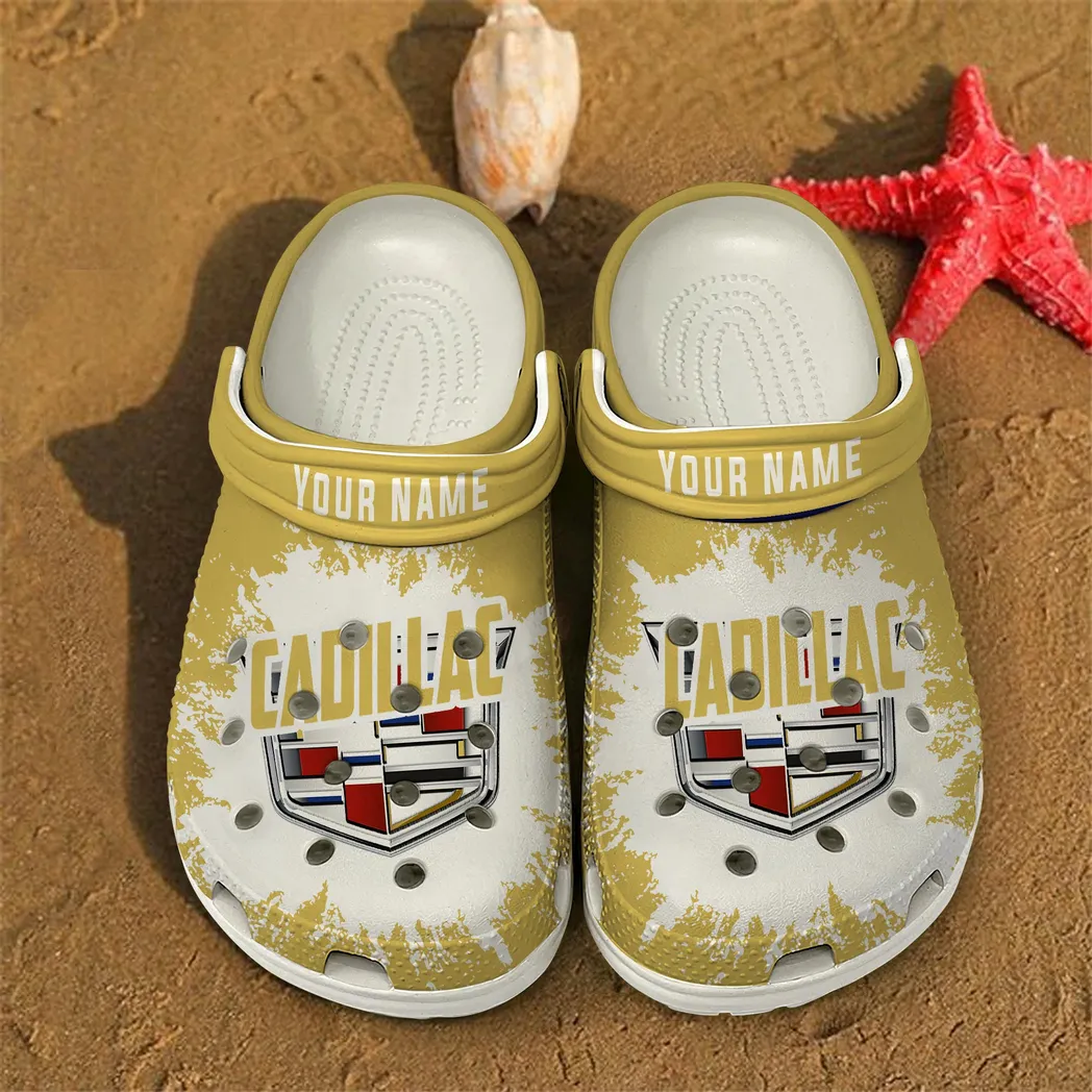 American Luxury Sedan Culture Clog, Stylish All Over Print Lightweight Shoes for Auto Fans and Streetwear Style DCAR46 - White