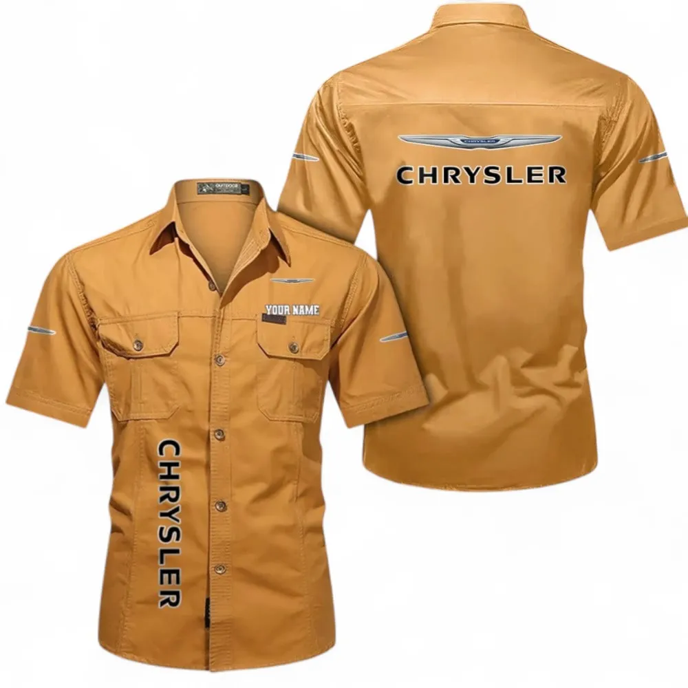 American Sedan Cotton Short Sleeved Shirt, Custom Name CAR392 - Turmeric