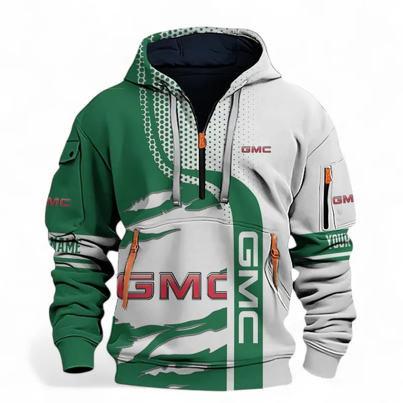 American Truck Hoodie Half Zip 3D, Comfortable Everyday Hoodie For Car Lovers CAR396 - Green