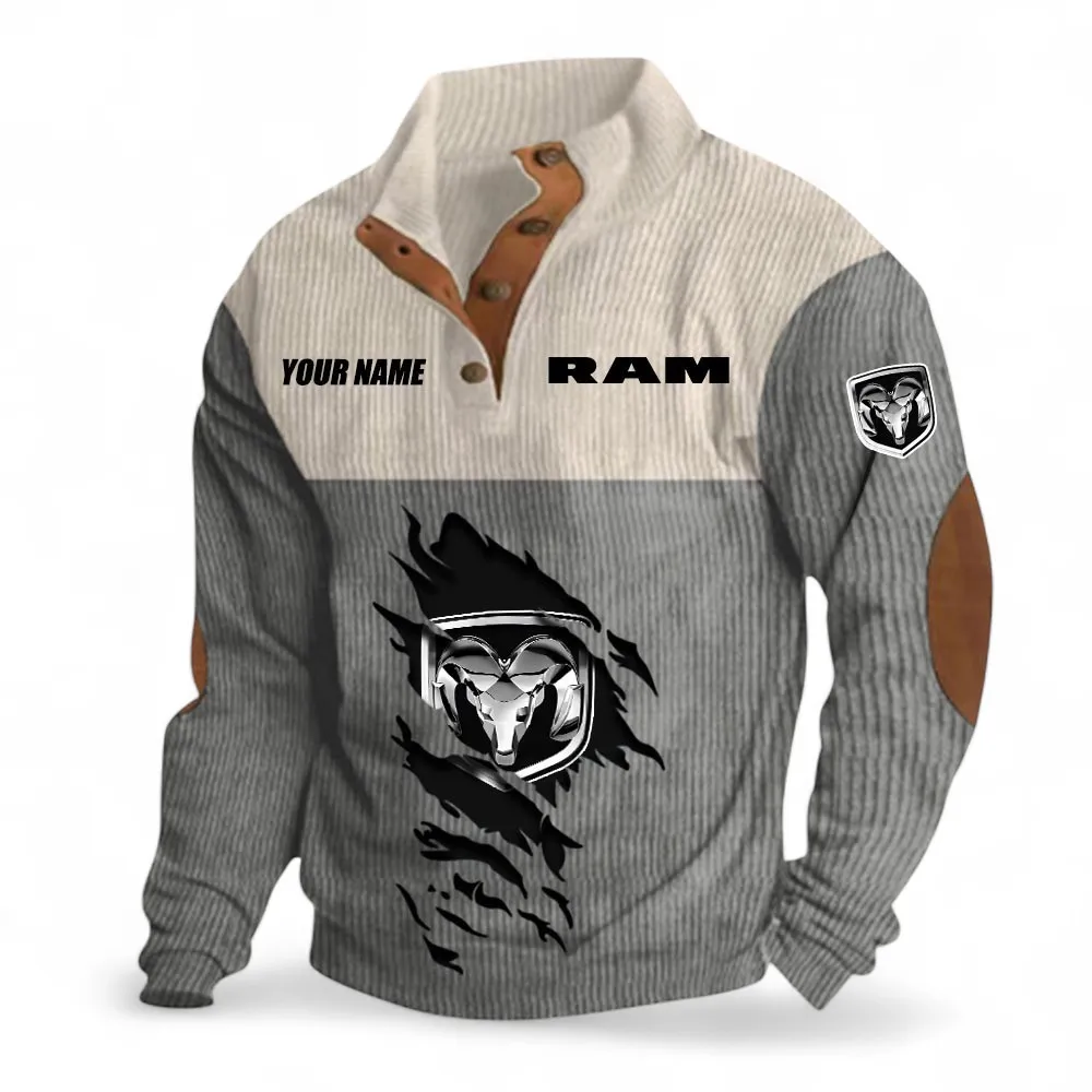 American Work Truck Men's Stand Up Collar Base Shirt, Exclusive Logo Hoodie For Car Enthusiasts CAR402 - Gray