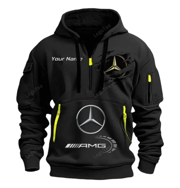 Hoodie Half Zipper Exclusive Logo Gift For Performance Tuning Enthusiasts CAR113 - Black