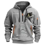 Hoodie Half Zipper Exclusive Logo Gift For Racing Edition Car Enthusiasts CAR113 - Gray