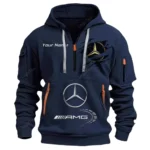Hoodie Half Zipper Exclusive Logo Gift For Speed Machine Enthusiasts CAR113 - Navy