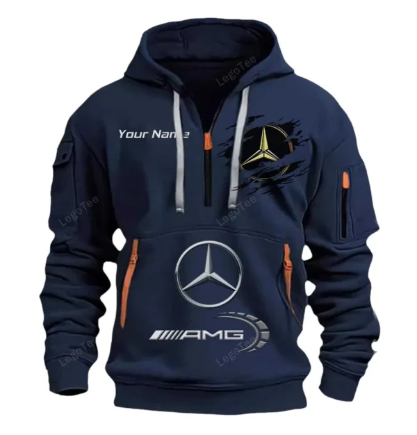Hoodie Half Zipper Exclusive Logo Gift For Speed Machine Enthusiasts CAR113 - Navy