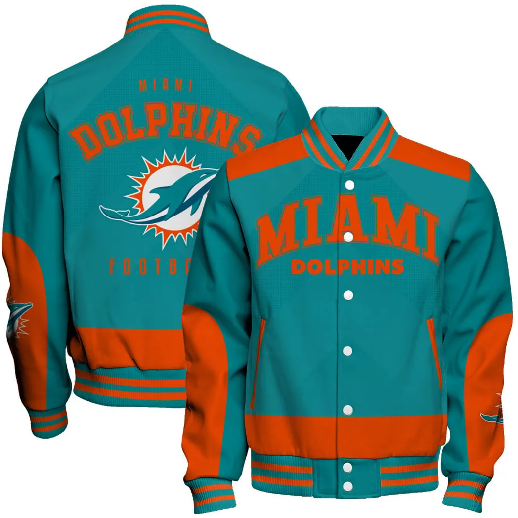 Aqua Fins Baseball Jacket, Daily Sport Fan Jacket NFL550