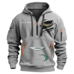 Hoodie Half Zipper Exclusive Logo Gift For Luxury Sports Car Enthusiasts CAR113 - Gray