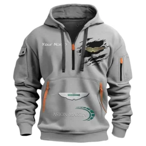Hoodie Half Zipper Exclusive Logo Gift For Luxury Sports Car Enthusiasts CAR113 - Gray