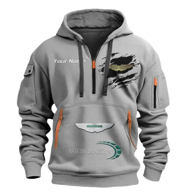 Hoodie Half Zipper Exclusive Logo Gift For Luxury Sports Car Enthusiasts CAR113 - Gray
