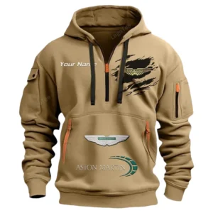 Hoodie Half Zipper Exclusive Logo Gift For Prestige Car Enthusiasts CAR113 - Khaki