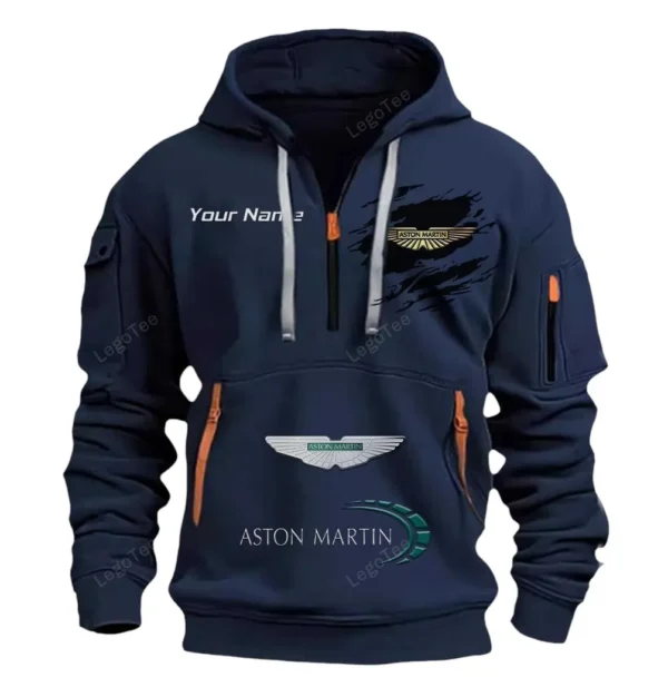 Hoodie Half Zipper Exclusive Logo Gift For Elite Sports Car Enthusiasts CAR113 - Navy