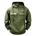 High-End Sports Car Tactical Quarter Zip Hoodie, Exclusive Logo Hoodie For Car Enthusiasts CAR109 - Army Green