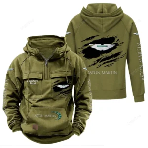 Auto British Luxury Tactical Quarter Zip Hoodie, Exclusive Logo Hoodie For Car Enthusiasts CAR122 - Army Green