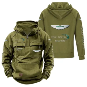 Luxury Sports Car Tactical Quarter Zip Hoodie, Exclusive Logo Hoodie For Car Enthusiasts CAR960 - Army Green