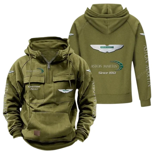 Luxury Sports Car Tactical Quarter Zip Hoodie, Exclusive Logo Hoodie For Car Enthusiasts CAR960 - Army Green