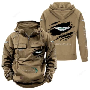 Elite Wheels Tactical Quarter Zip Hoodie, Exclusive Logo Hoodie For Car Enthusiasts CAR122 - Khaki