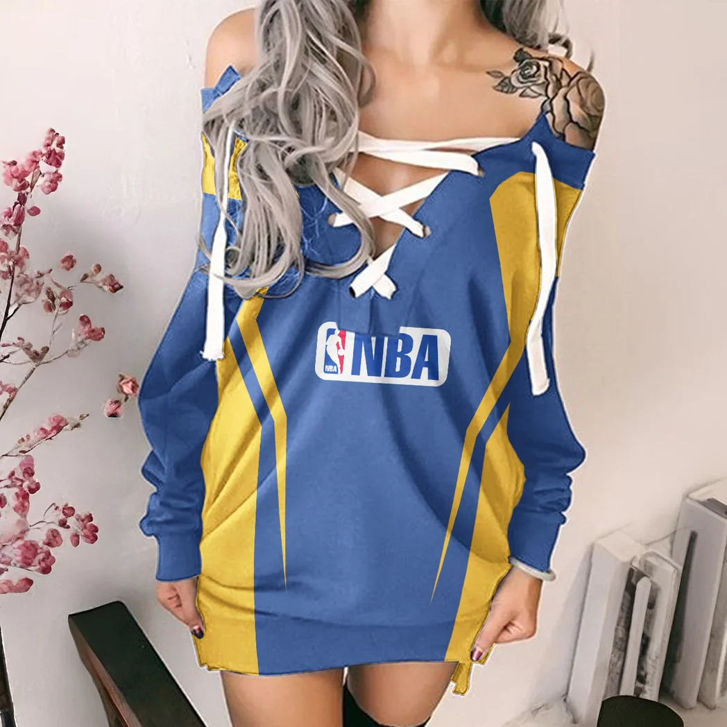 Athletic Court Energy Lace-Up Sweatshirt For Women, Modern Lace-Up Tunic HVN1274