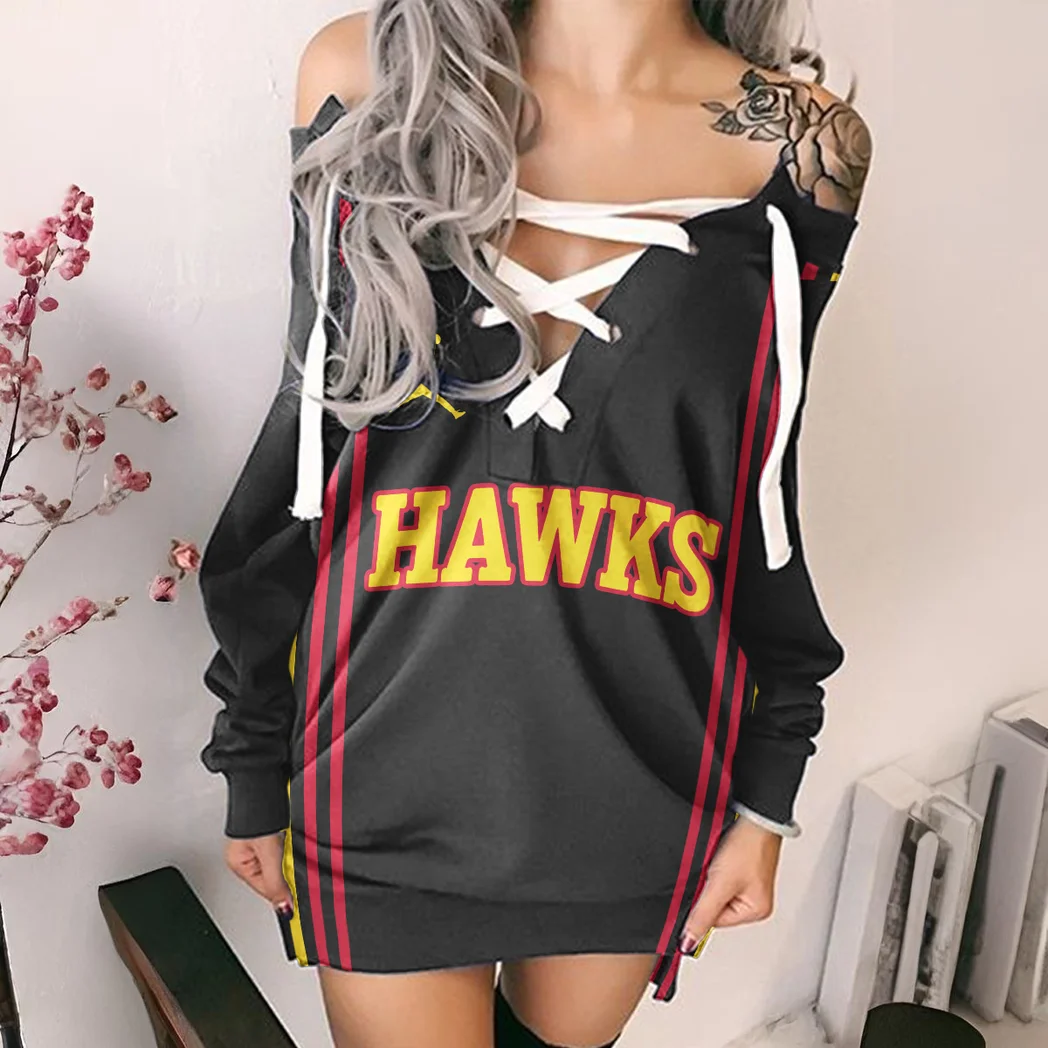 Athletic Hoop Lifestyle Lace-Up Sweatshirt For Women, Trendy Lace-Up Jumper HVN1277