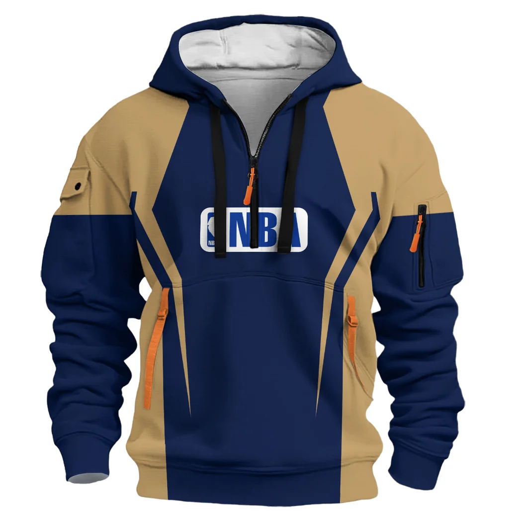 Athletic Hoop Spirit Hoodie Half Zip 3D, Supporter Style Half-Zip Hoodie HVN1274 - Image 2