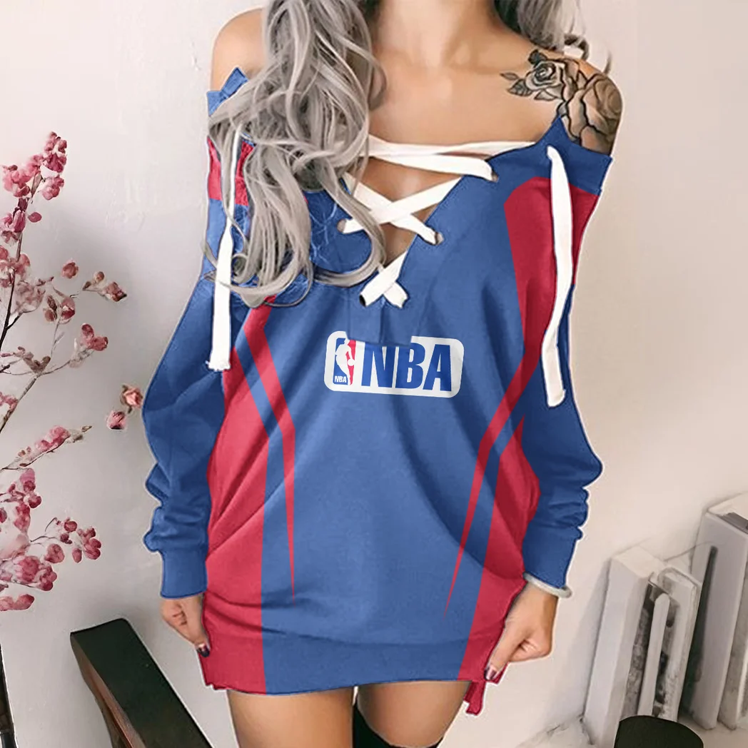 Athletic Slam Lifestyle Lace-Up Sweatshirt For Women, Relaxed Lace-Up Sport Top HVN1274