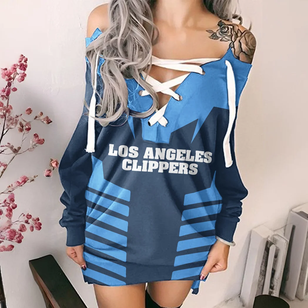 Athletic Supporter Crew Lace-Up Sweatshirt For Women, Fashion-Forward Hoodie Dress HVN1272