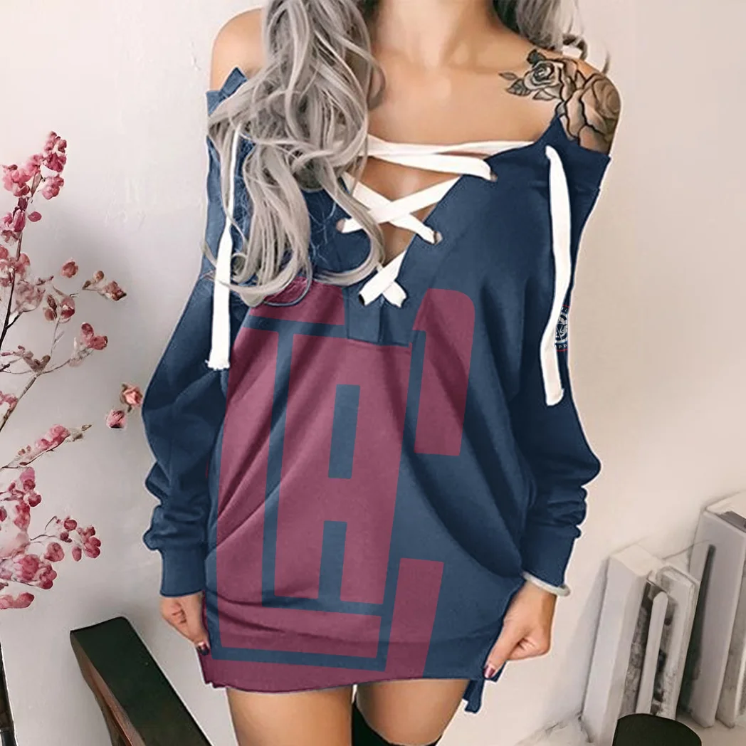 Athletic Supporter Crew Lace-Up Sweatshirt For Women, Sport Spirit Lace-Up Top HVN1278