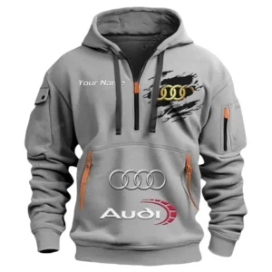 Hoodie Half Zipper Exclusive Logo Gift For Modern Coupe Enthusiasts CAR113 - Gray