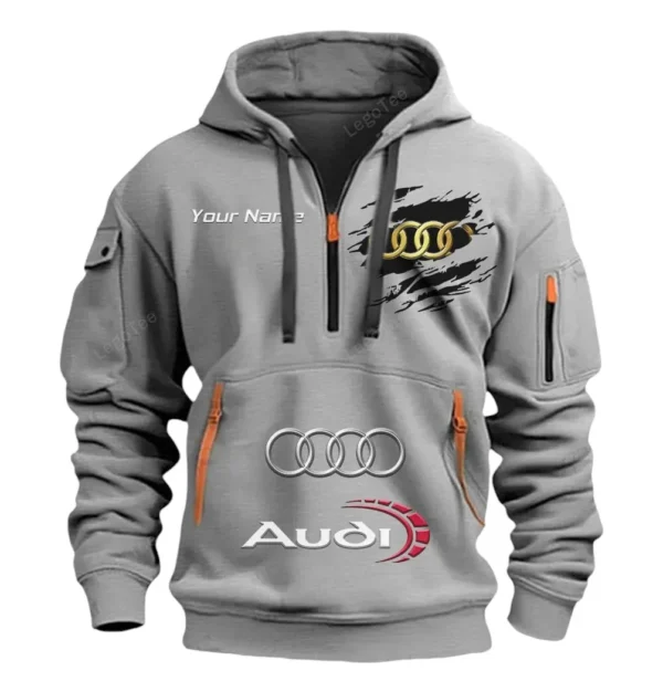 Hoodie Half Zipper Exclusive Logo Gift For Modern Coupe Enthusiasts CAR113 - Gray