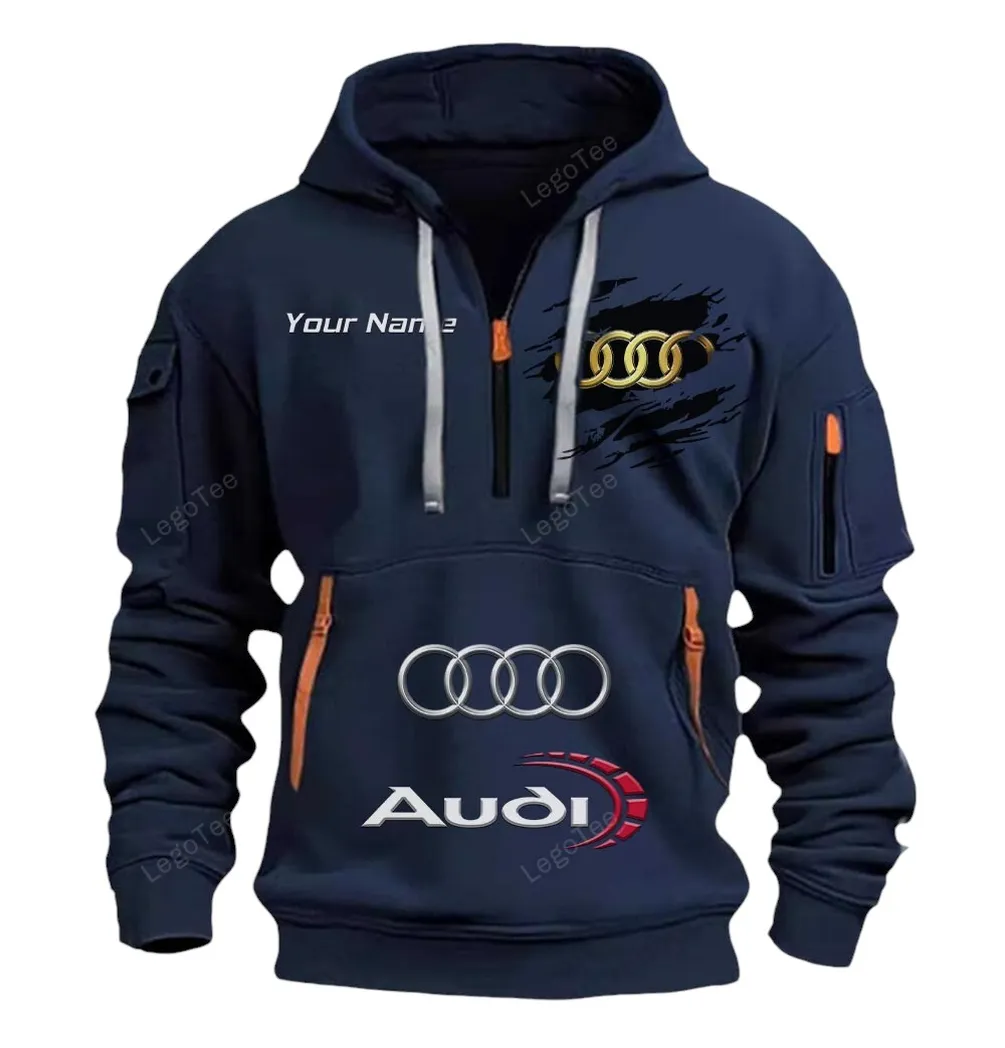 Hoodie Half Zipper Exclusive Logo Gift For Sports Sedan Enthusiasts CAR113 - Navy