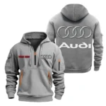 Hoodie Half Zipper Exclusive Logo Gift For High-End Auto Enthusiasts CAR200 - Gray