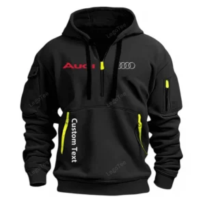 Hoodie Half Zipper Exclusive Logo Gift For Urban Sport Bike Enthusiasts CAR112 - Black