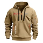 Hoodie Half Zipper Exclusive Logo Gift For High-End Auto Enthusiasts CAR112 - Khaki