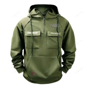 Sports Sedan Tactical Quarter Zip Hoodie, Exclusive Logo Hoodie For Car Enthusiasts CAR109 - Army Green