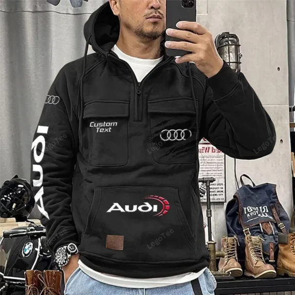 German Car Tactical Quarter Zip Hoodie, Exclusive Logo Hoodie For Car Enthusiasts CAR122 - Black - Image 2