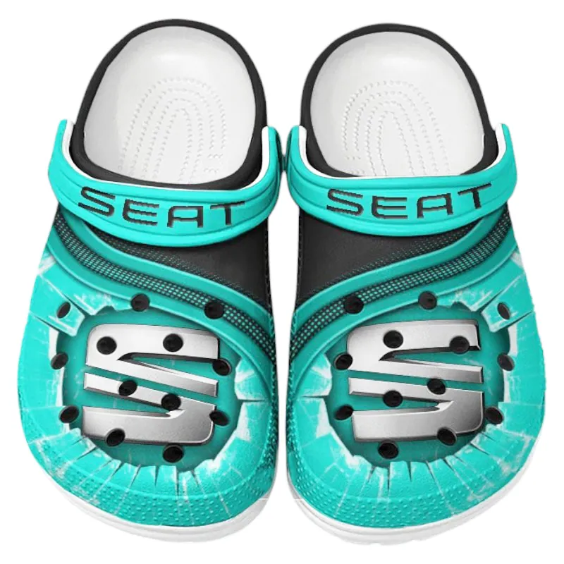 Automotive Theme City Cruiser Clog with Full Print Design, Stylish Everyday Comfort for Car Enthusiasts CAR188 - Cyan