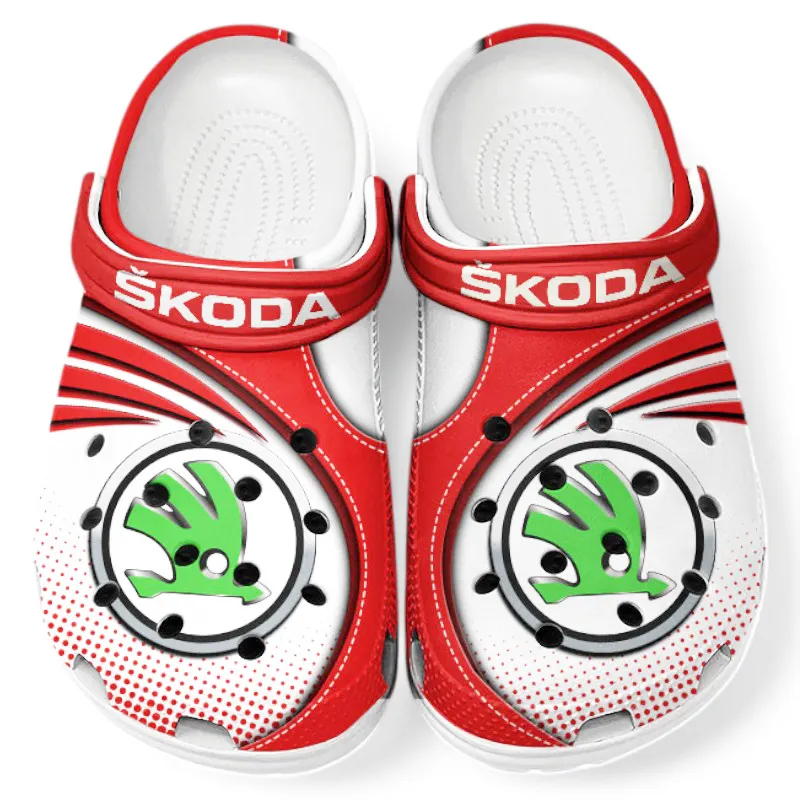 Automotive Theme Czech Automobile Clog with Full Print Design, Stylish Everyday Comfort for Car Enthusiasts CAR181 - Red
