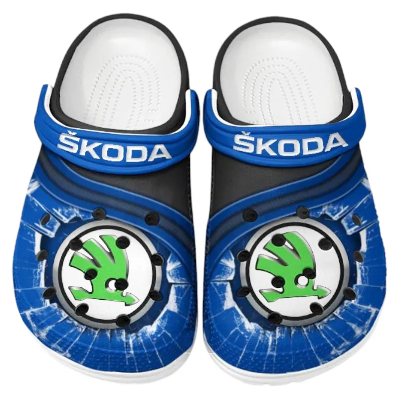 Automotive Theme Czech Automobile Clog with Full Print Design, Stylish Everyday Comfort for Car Enthusiasts CAR188 - Blue