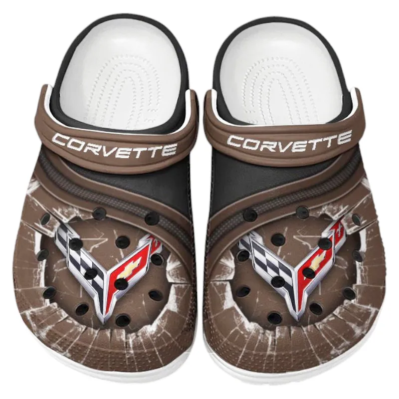 Automotive Theme Iconic Muscle Ride Clog with Full Print Design, Stylish Everyday Comfort for Car Enthusiasts CAR188 - Brown