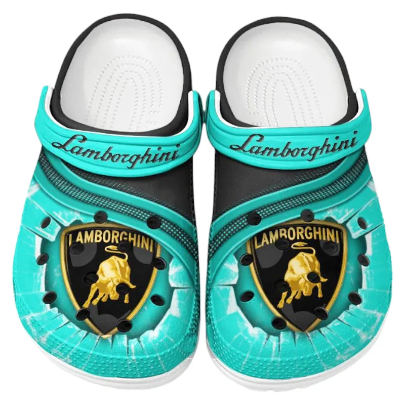 Automotive Theme Italian Speed Machine Clog with Full Print Design, Stylish Everyday Comfort for Car Enthusiasts CAR188 - Cyan