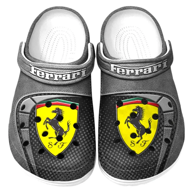 Automotive Theme Italian Supercar Clog with Full Print Design, Stylish Everyday Comfort for Car Enthusiasts CAR177 - Gray