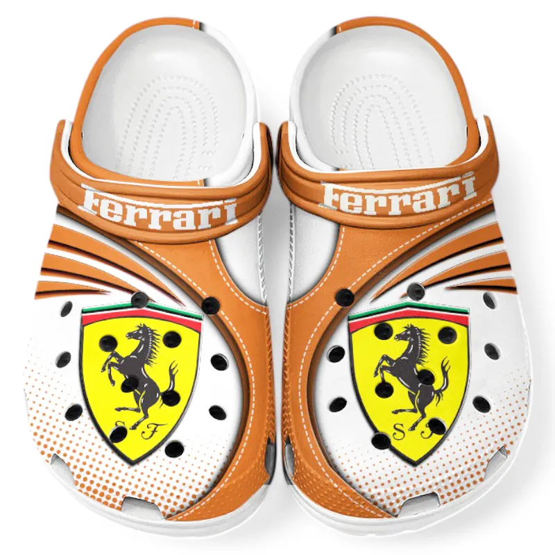 Automotive Theme Italian Supercar Clog with Full Print Design, Stylish Everyday Comfort for Car Enthusiasts CAR181 - Orange