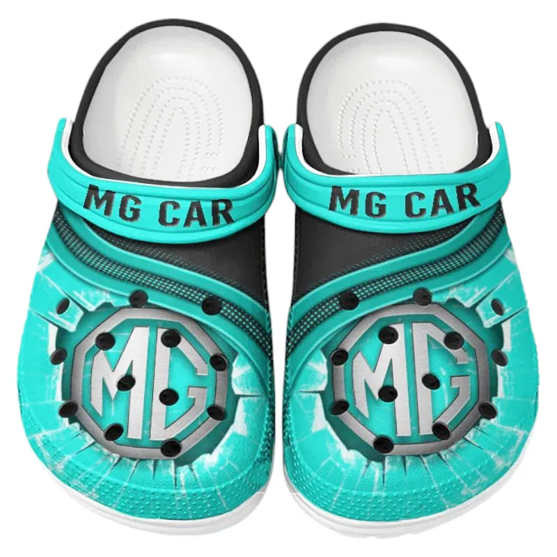 Automotive Theme Performance Car Clog with Full Print Design, Stylish Everyday Comfort for Car Enthusiasts CAR188 - Cyan