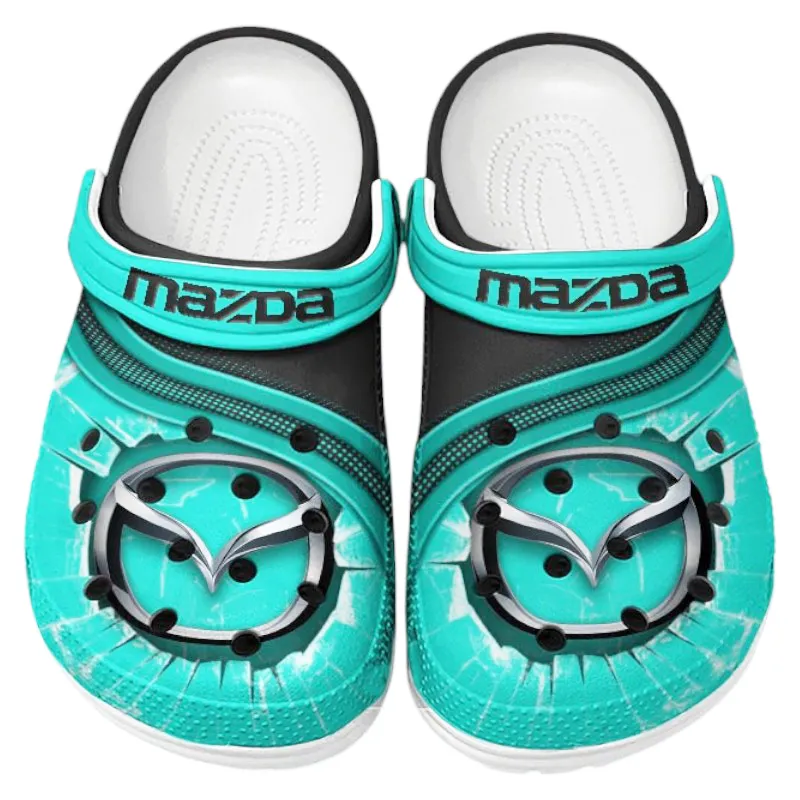 Automotive Theme Roadster Clog with Full Print Design, Stylish Everyday Comfort for Car Enthusiasts CAR188 - Cyan