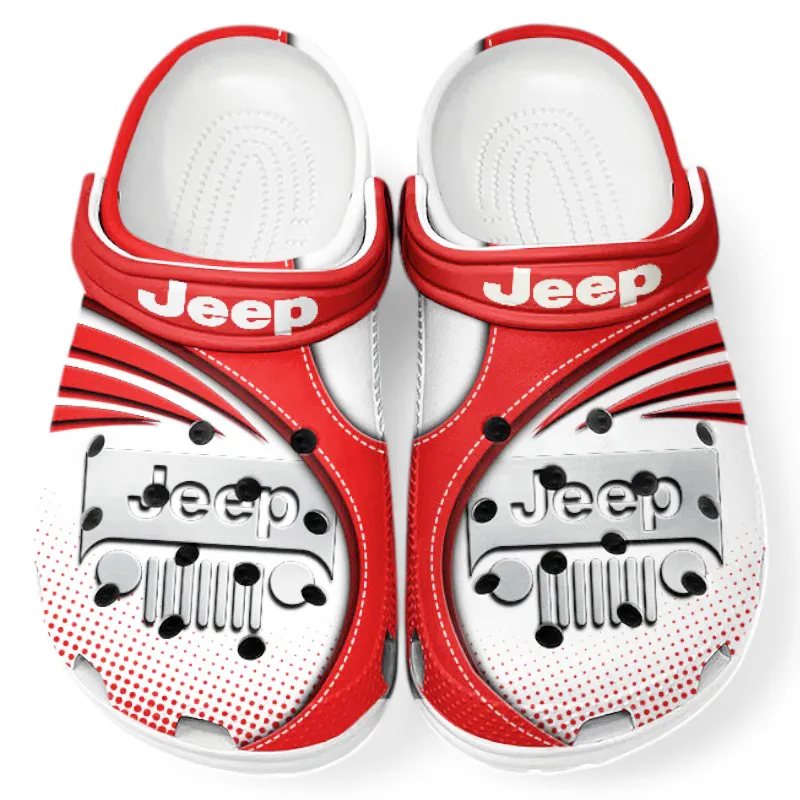 Automotive Theme Rugged Terrain Auto Brand Clog with Full Print Design, Stylish Everyday Comfort for Car Enthusiasts CAR181 - Red