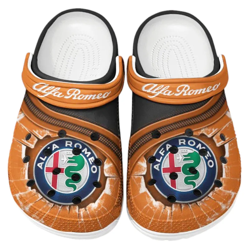 Automotive Theme Sleek Cruiser Clog with Full Print Design, Stylish Everyday Comfort for Car Enthusiasts CAR188 - Orange