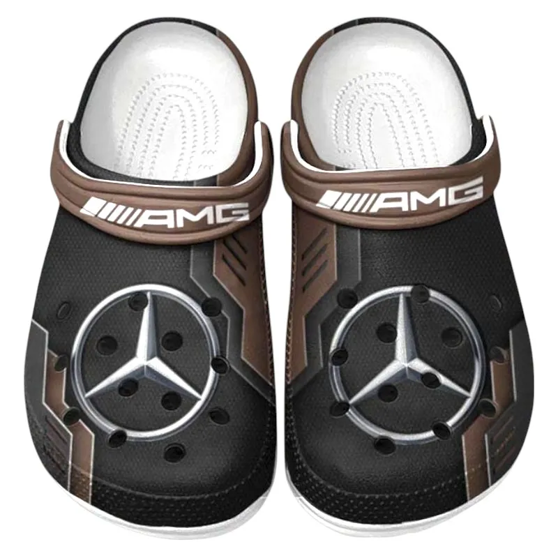 Automotive Theme Sport-Inspired Sedan Clog with Full Print Design, Stylish Everyday Comfort for Car Enthusiasts CAR185 - Brown
