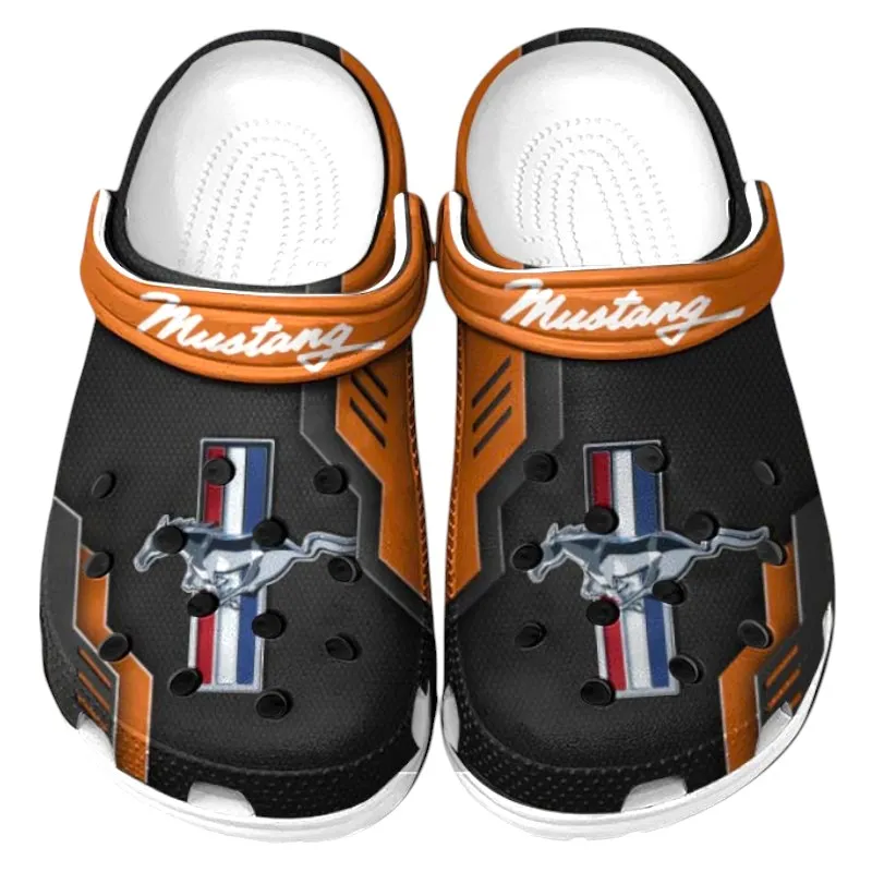 Automotive Theme Street Racer Vehicle Clog with Full Print Design, Stylish Everyday Comfort for Car Enthusiasts CAR185 - Orange